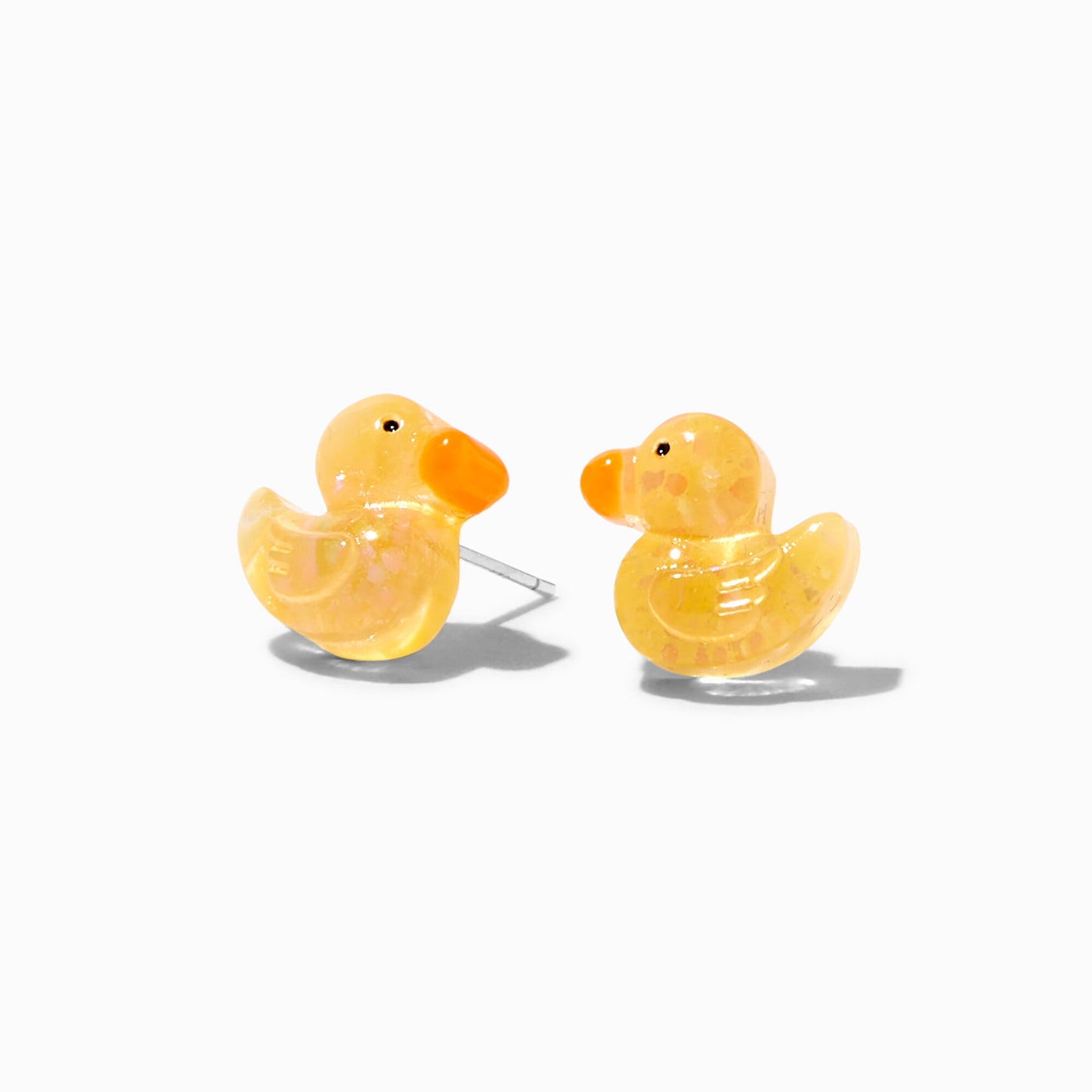 Sterling Silver Glitter Rubber Duck Stud Earrings