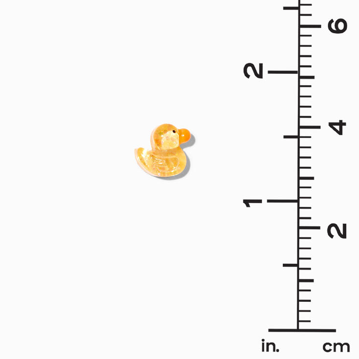 Sterling Silver Glitter Rubber Duck Stud Earrings