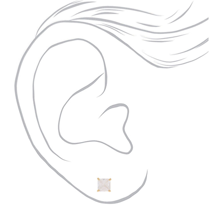 ICING Select 18k Gold Plated Cubic Zirconia Square Stud Earrings